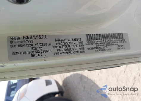 2022 Ram Promaster City Cargo Van из США, поврежденный, VIN ZFBHRFAB2N6X46579